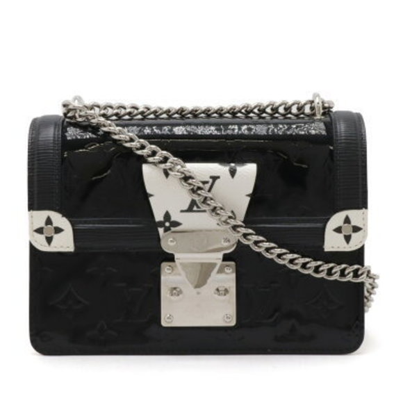 Louis Vuitton Vernis Epi Winewood Chain Shoulder Bag Noir Black White - Picture 1 of 7